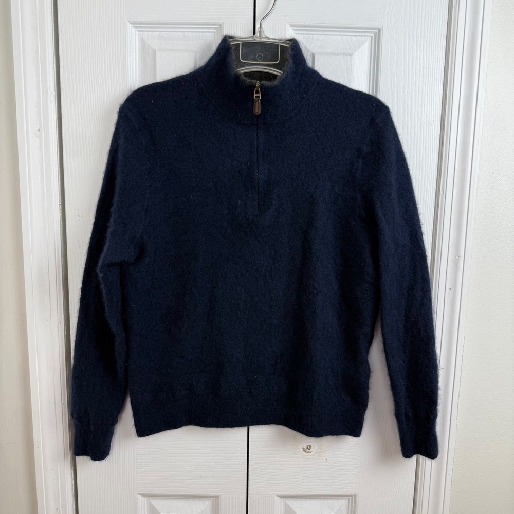 Polo Ralph Lauren Washable Cashmere Quarter Zip Navy Pullover Mens L